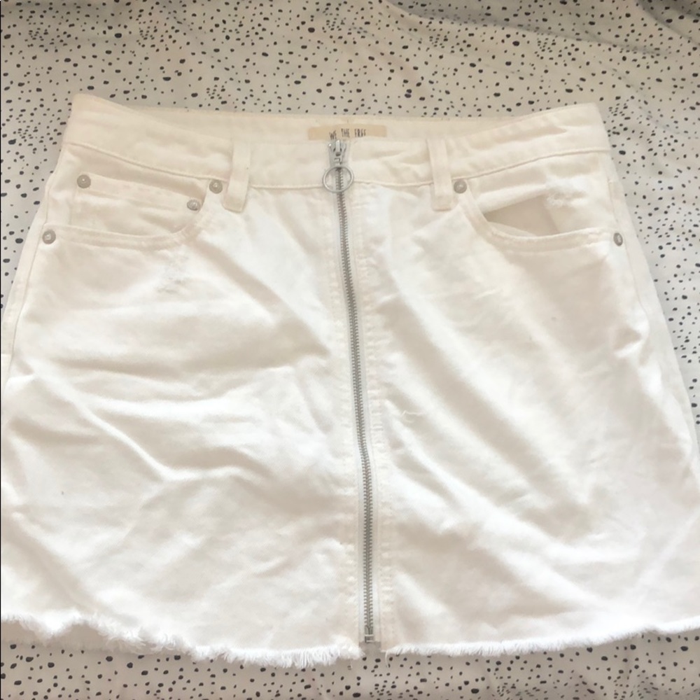 White free people zipper fringe skirt size 30